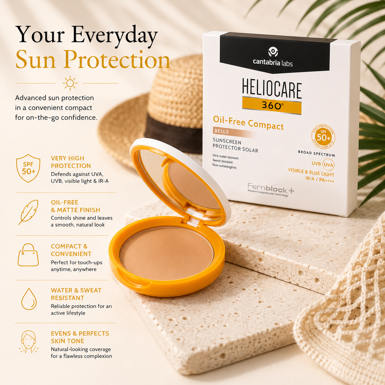 Heliocare - 360 Oil Free Compact SPF50+ - Beige