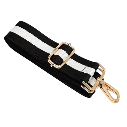 Black and White Line Print Bag Strap