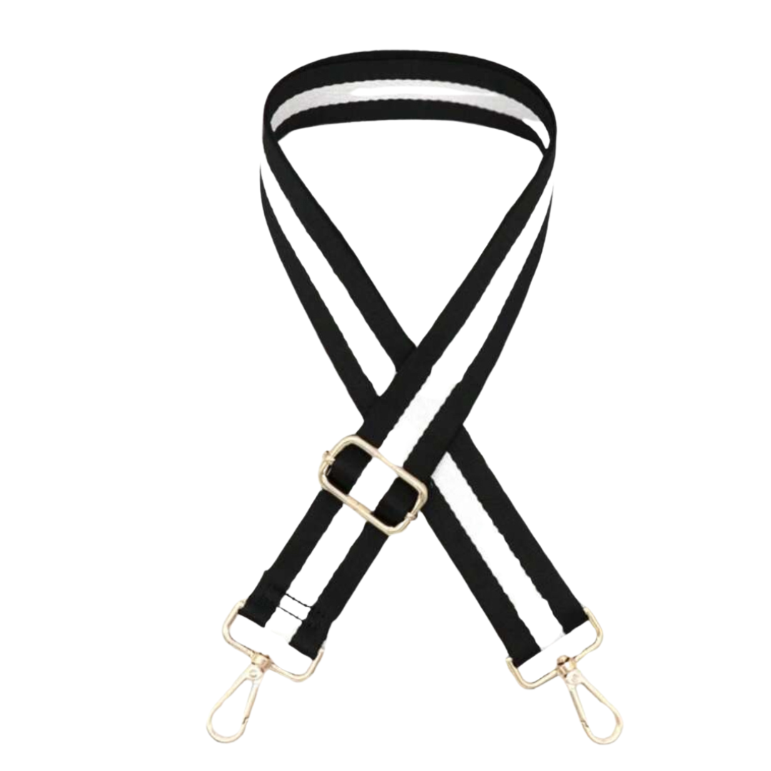 Black and White Line Print Bag Strap