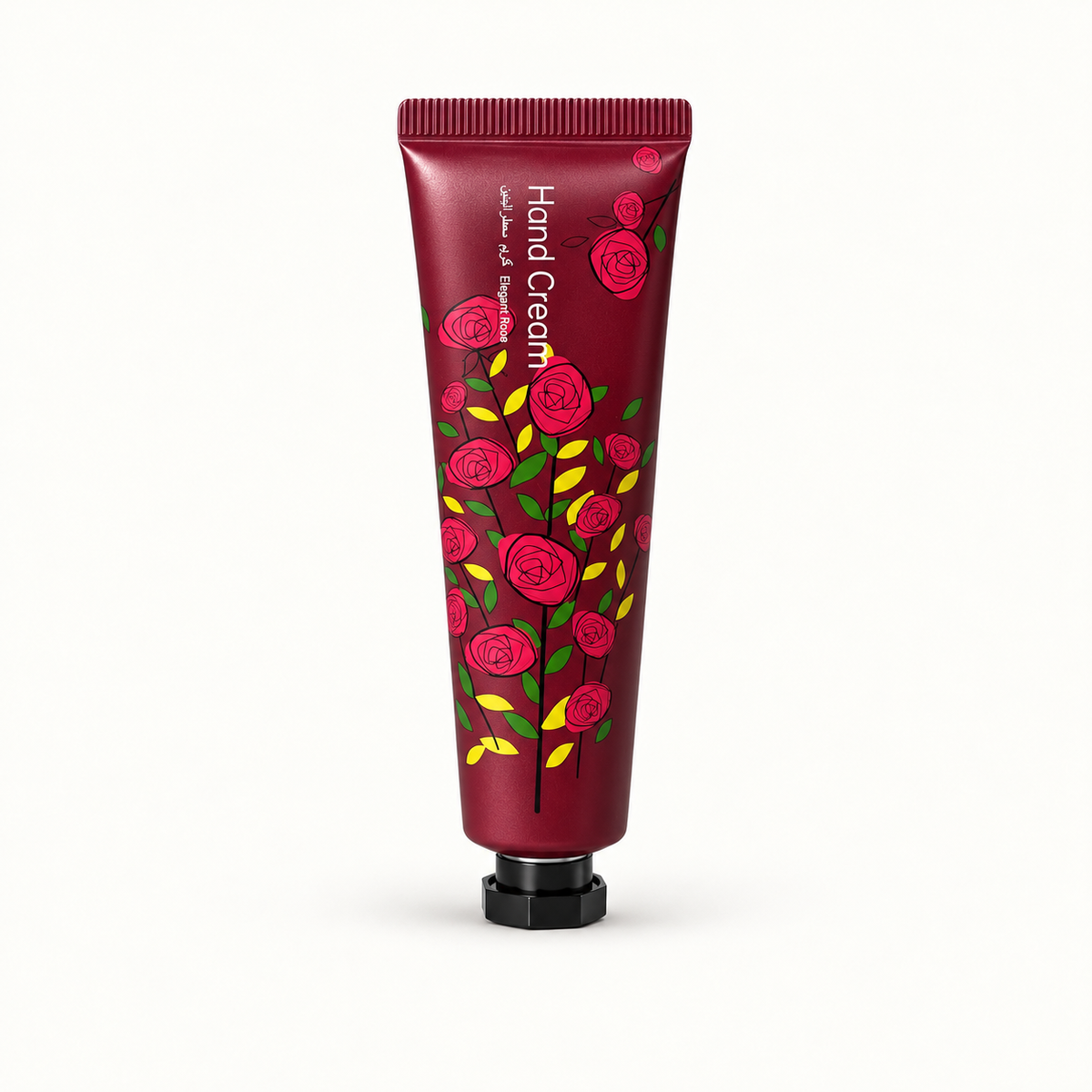 Elegant Rose hand cream on warm ivory background