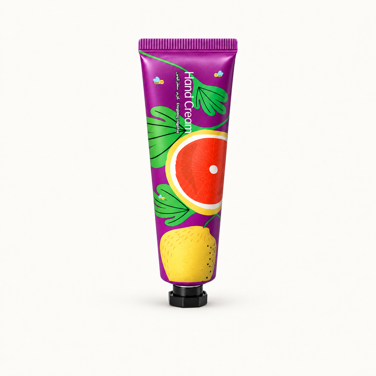 Energizing Grapefruit hand cream on warm ivory background