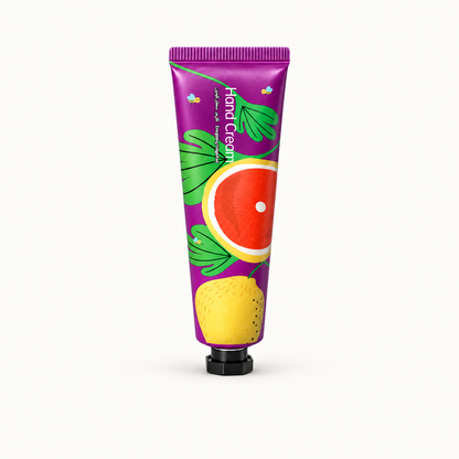 Energizing Grapefruit hand cream on warm ivory background