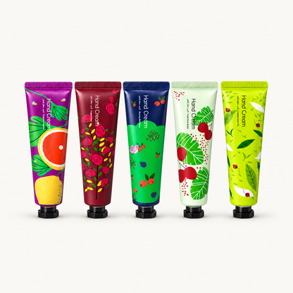 Body Bliss Hand Creams on warm ivory background