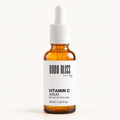 Body Bliss Vitamin C Serum Brighten / Glow 30 ml in an amber dropper bottle with a white label