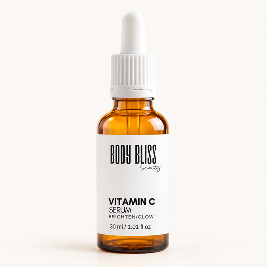 Body Bliss Vitamin C Serum Brighten / Glow 30 ml in an amber dropper bottle with a white label