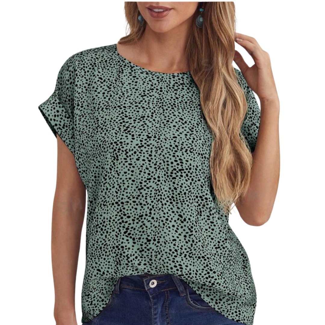 Green All Over Print Blouse Small