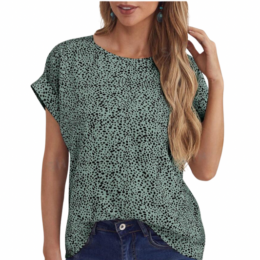 Green Allover Print Blouse