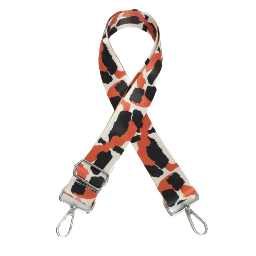 Orange and Black Leopard Print Bag Strap