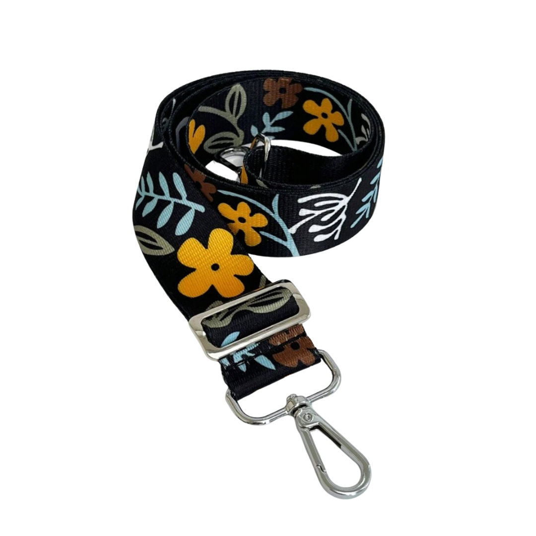 Yellow Flower Print Bag Strap